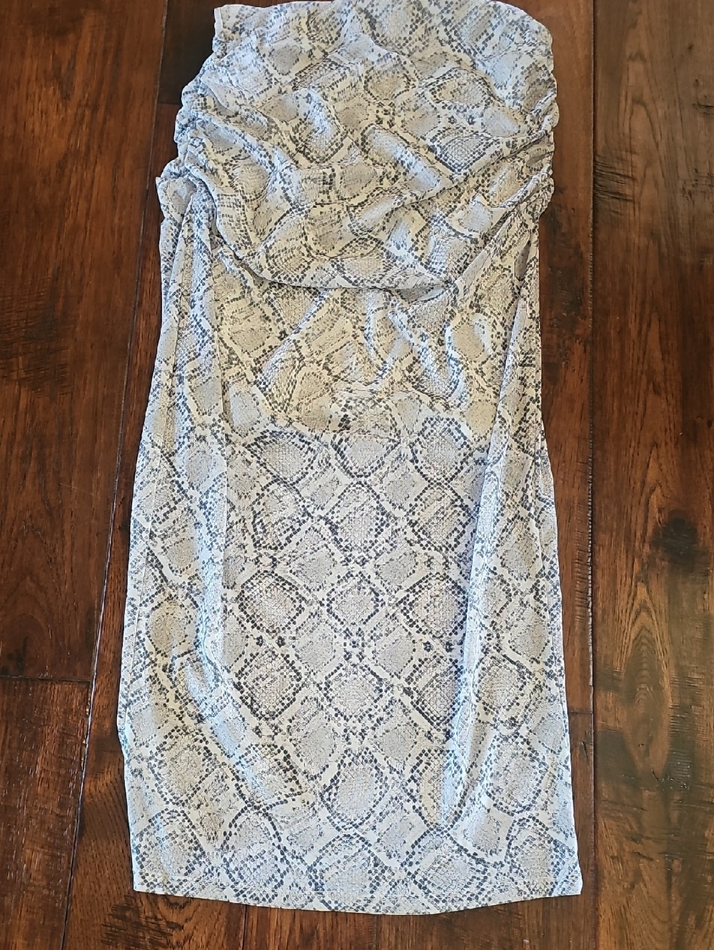 LOFT Snake Print Midi Skirt, With Ruching in Cream and Gray, s